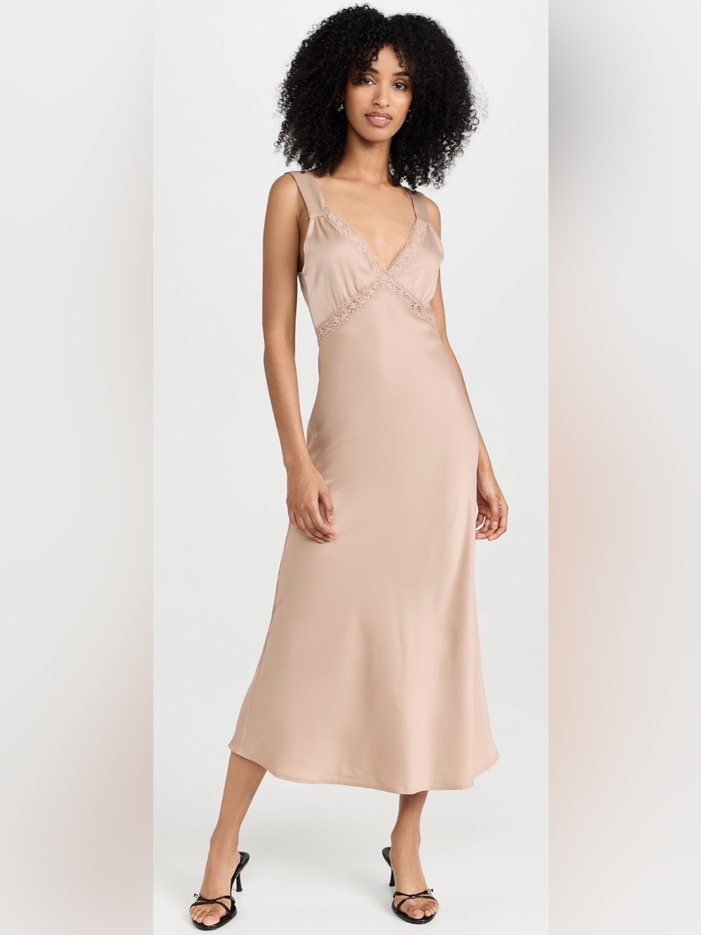 WAYF Slip Dress in Mushroom, size M
